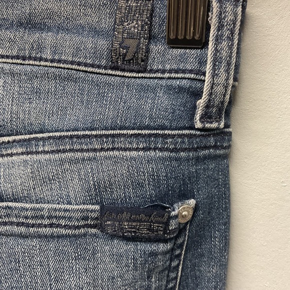 7 For All Mankind Ankle Skinny Jeans Frayed Hem Blue Denim Size 25 - Picture 4 of 7